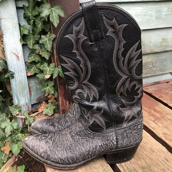 Mens DAN POST Charcoal Black Gray Leather Cowboy Boots Size 9 D 17049 main image 16
